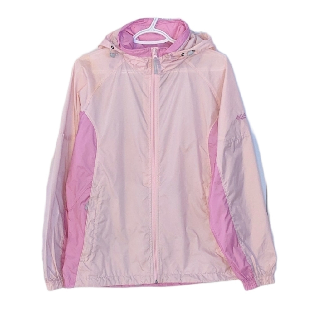 Columbia pastel pink windbreaker with hood Medium read description Medium T4